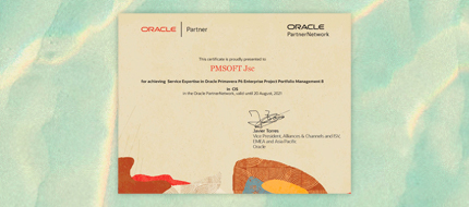 Группа компаний ПМСОФТ подтверждает уровень сервисной экспертизы по Oracle Primavera P6 Project Portfolio Management 8